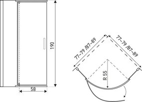 Splash Black 80 íves zuhanykabin zuhanytálca nélkül