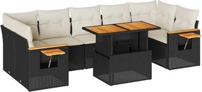 vidaXL 8 részes fekete polyrattan akácfa kerti ülőgarnitúra párnákkal