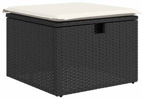 Kerti Kanapé Szett 8 pcs Fekete polirattan