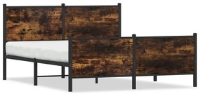 füstös tölgy színű fém ágykeret matrac nélkül 140 x 200 cm