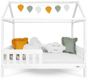 Gyermek ház alakú ágy korláttal és ágyráccsal New Baby CASTELLO 160x80 cm fehér