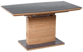 Asztal Houston 1120Arany tölgy, Sötétszürke, 77x80x140cm, Hosszabbíthatóság, Edzett üveg, Közepes sűrűségű farostlemez, Természetes fa furnér, Természetes fa furnér, Közepes sűrűségű farostlemez