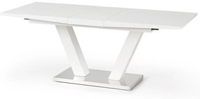Asztal Houston 297Fényes fehér, 76x90x160cm, Hosszabbíthatóság, Közepes sűrűségű farostlemez, Fém
