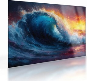 Üveg kép - Hullám a naplementében (70x50 cm)