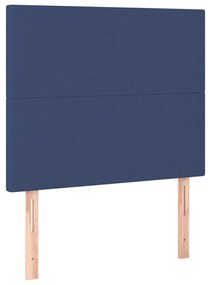 kék szövet rugós ágy matraccal 120 x 200 cm