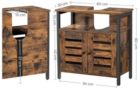 Fürdőszoba szekrény, mosdószekrény 60 x 30 x 60 cm, rusztikus barna