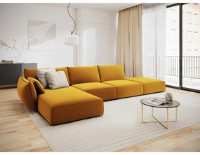 Mustársárga bársony sarokkanapé (bal oldali-heverő résszel) Vanda – Mazzini Sofas