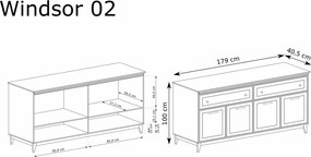 Aldabra Windsor W-2 komód, kasmír / természetes tölgy