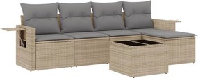 vidaXL 6 részes bézs polyrattan kerti ülőgarnitúra párnával
