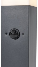 Kültéri lámpa sötétszürke opálüveggel 45 cm IP44 aljzattal és mozgásérzékelővel - Malios