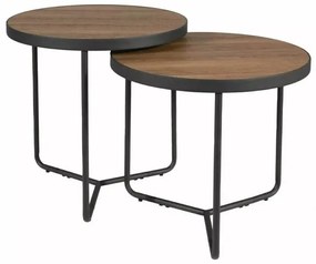 Kisasztalok PENELOPE 2 db-os szett Ø 50 cm, dió dekorációval