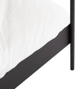 Fekete-bézs acél kárpitozott baldachinos franciaágy ágyráccsal 200x200 cm Eton – noo.ma