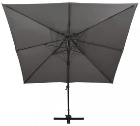 antracitszürke dupla tetejű konzolos napernyő 300 x 300 cm