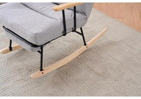 hintaszék fa lábakkal, plüss szövettel, 4 fokozatban állítható háttámlával,  szürke