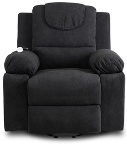 Elektromosan Vezérelhető Masszázsfunkciós Relaxfotel Fekete Színben, Felállást Segítő Funkcióval. FENIX