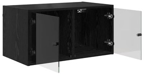 Fali Szekrények 2 pcs Fekete tölgy 68 x 37 x 35 cm Faanyag