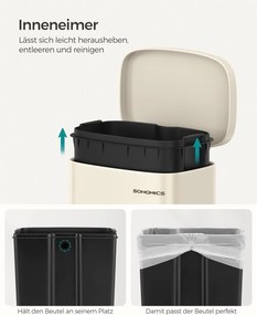 Konyhai szemetes, 30 literes, pedálos, fedeles, homokbézs