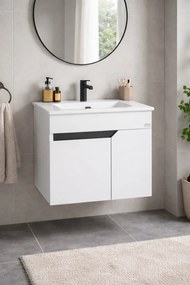 TMP VISION 55 fali függesztett fürdőszobai bútor - SKY E-8099-55 porcelán mosdóval - 55 x 46 cm