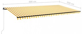 sárga és fehér kézzel kihúzható napellenző 600 x 350 cm
