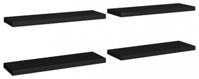 4 db fekete MDF lebegő fali polc 80 x 23,5 x 3,8 cm