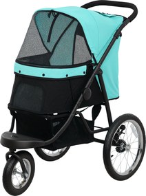 PawHut Kutyakocsi Jogger Kutyabuggy összecsukható kis kutyák és macskák számára 10 kg-ig, 3 nagy gumikerékkel, párnázott hálós ablakokkal, tároló kosá