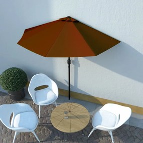 terrakotta féloldalas napernyő alumíniumrúddal 270x144x222 cm