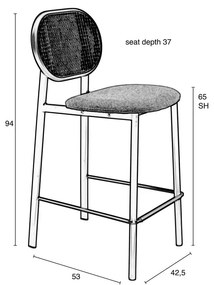 Fekete-világosszürke bárszék 94 cm Spike – Zuiver