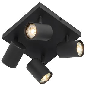 Modern mennyezeti lámpa fekete 4-lámpás állítható szögletes - Jeana