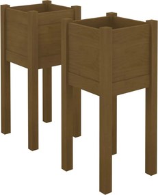 vidaXL 2 db mézbarna tömör fenyőfa kerti virágtartó 31 x 31 x 70 cm