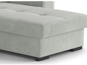 PALERMO jobb oldali, világosszürke kihúzható kanapé tárolóval és puffal