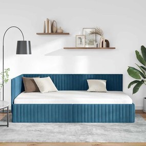 Sarokágy keret fejtámlával Kék 100 x 200 cm Bársony