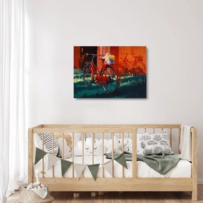 Piros kerék képe, akril festés (üvegen) (70x50 cm)