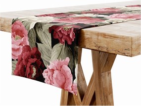 Asztalterítő 40x120 Dekoratív Virágok Bordó 7829