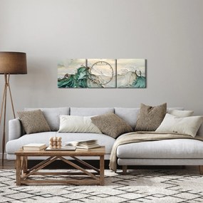 Kép - 3D tengeri absztrakció (órával) (90x30 cm)