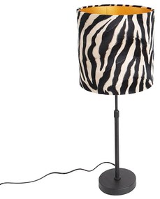 Asztali lámpa fekete árnyékolóval zebra mintával 25 cm állítható - Parte