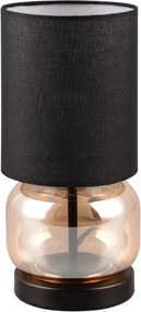 Ăjjeli asztali lĂĄmpa fekete ĂŒveg borostyĂĄn lĂĄmpaernyĆvel hĂĄlĂłszobĂĄba Trio