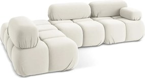 Fehér bársony moduláris sarokkanapé (bal oldali) Lokua – Makamii