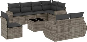vidaXL 9 részes szürke polyrattan kerti ülőgarnitúra párnákkal