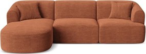 Terrakotta színű kordbársony sarokkanapé (bal oldali-heverő résszel) Campi – Cosmopolitan Design