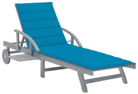 Tömör akácfa kerti napozóágy párnával