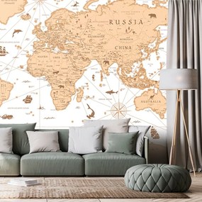 Öntapadó tapéta bézs térkép