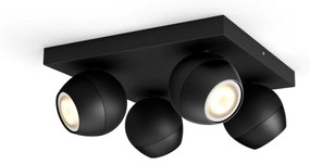 Philips Hue Buckram fekete spotlámpa, 4 spotfejjel, White Ambiance, 4x5,5W, 1400lm, 2200-6500K változtatható fehér, 4xGU10 LED fényforrás + DimSwitch, 8719514339163