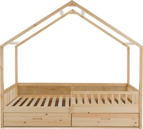Montessori ágy, 90x200, természetes, tömör, BIANKA