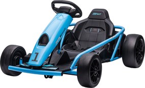 HOMCOM Gyerek Elektromos Go-Kart 12V 6-13km/h Drift Kart Lassan Indul, Zenével, Kürttel és Biztonsági Övvel, Gyermek Jármű 8-12 Éveseknek, Kék | Aosom