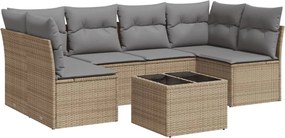 vidaXL 7 részes bézs polyrattan kerti ülőgarnitúra párnákkal