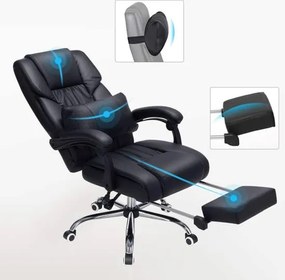 Irodai fotel összecsukható lábtartóval, állítható háttámlával