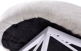 Dizájnos lóca, bézs szövet/fehér fém, RIVOLA