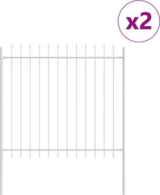 vidaXL Kerti Kerítés 2 pcs Fehér 3,4 x 1,5 m Porfestett acél