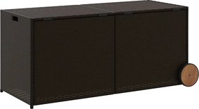vidaXL barna polyrattan kerti tárolóláda kerekekkel 283 L