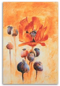 Gario Vászonkép Virágzó pipacsok - kézzel festett Méret: 70 x 100 cm